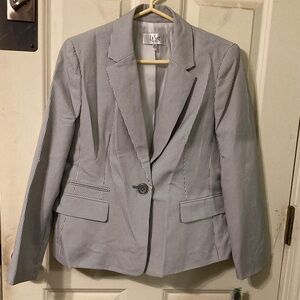 New Le Suit Women's Black and White Striped Blazer & Pant Suit 8P The Hamptons